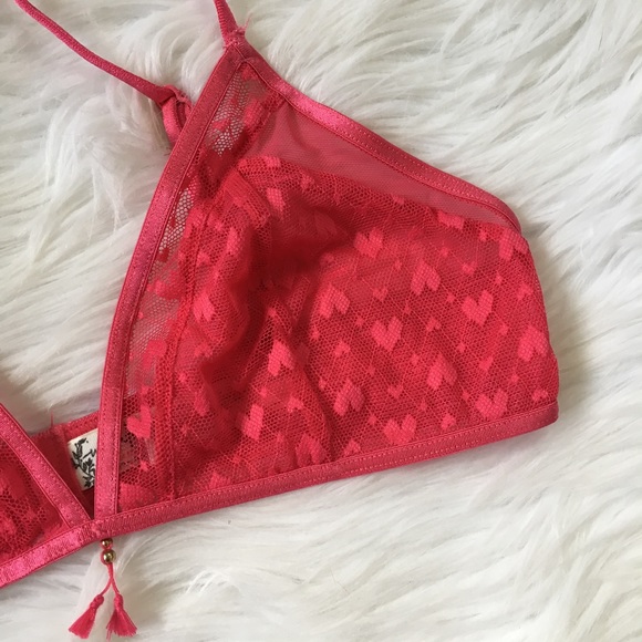 Free People Pink Heart Pattern Bralette - Picture 3 of 8